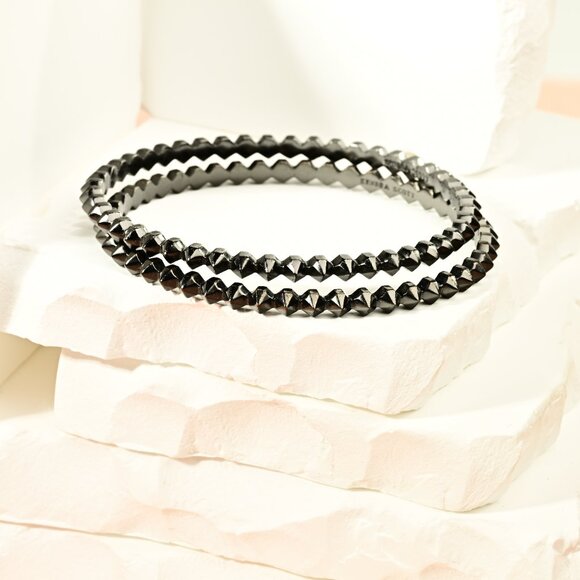 2 NWOT Kendra Scott Gun Metal Spiked Bangles Bracelets - Picture 5 of 7